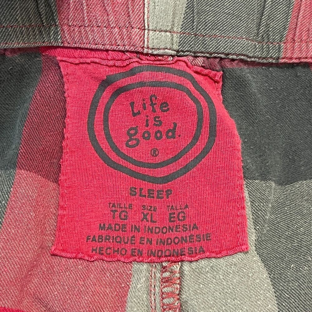 Life Is Good Pajama Pants Mens Extra Large Red Plaid Flannel Knit Sleapwear‎ - Picture 2 of 9